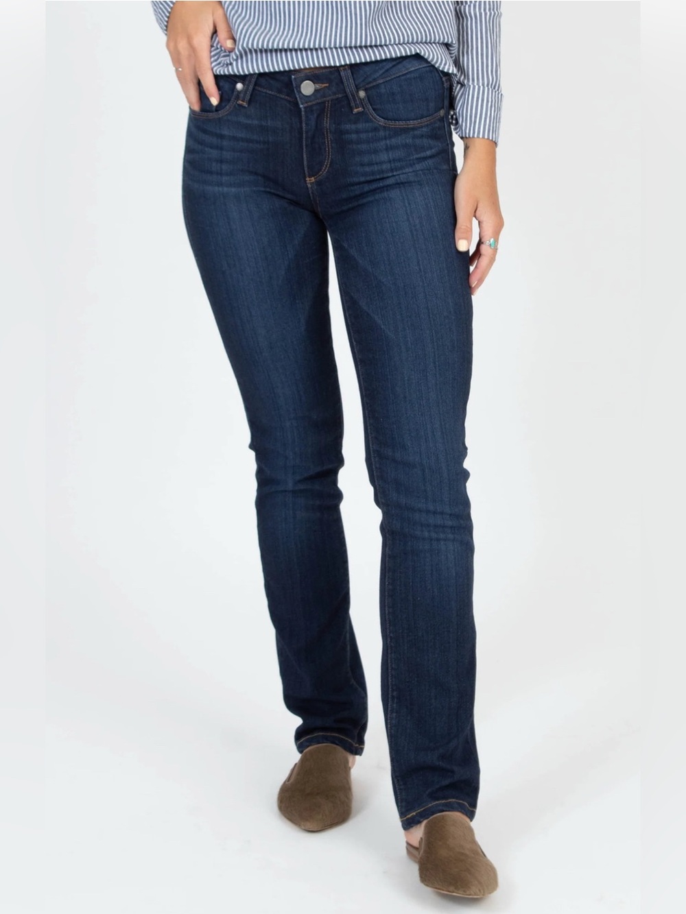 PAIGE Dark Indigo Straight Leg Jeans
